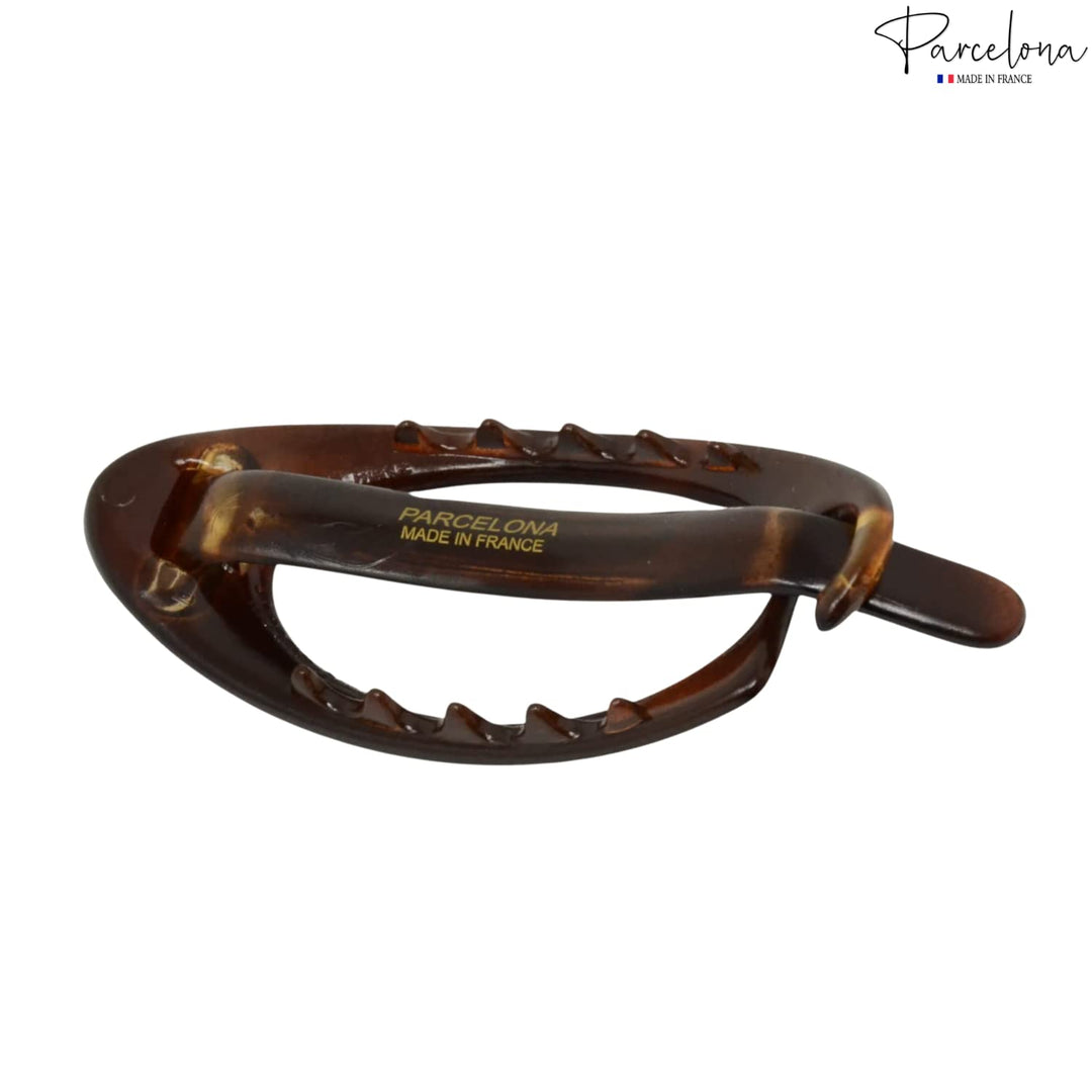 French Plain Oval Simple 2 1/4 Inch Small Tortoise No Metal Hair Clip Barrette (Shell)