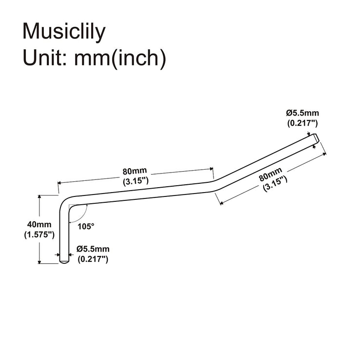 Pro 5.5mm Push-in Style Tremolo Arm Whammy Bar for Strat Style Electric Guitar, Chrome