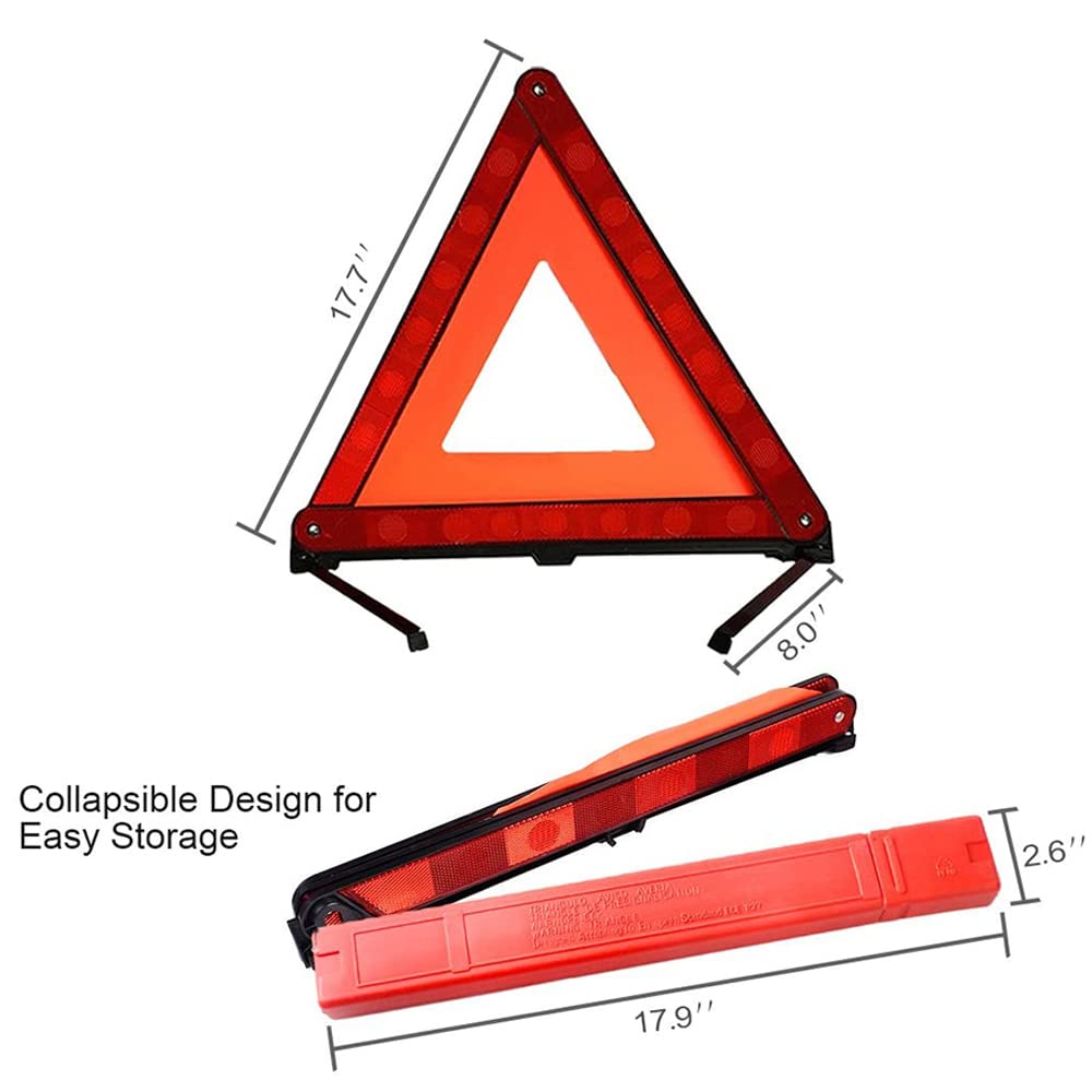 Foldable Car Roadside Emergency Kit with 2 Reflective Warning Triangle,2 Visibility Roadside Vest for Roadside Breakdowns Emergencies