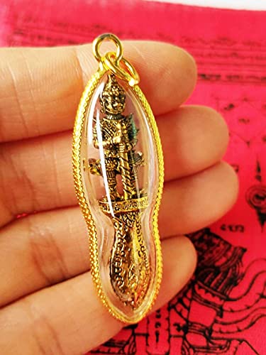 MiracleTH6395 Thai Magic Amulet Power Wessuwan Giant God Statue Waterproof Pendant & Pha Yant Wessuwan Giant God Talisman Cloth Mantra Protection Danger Evil Spirit Dark Magic Blessing by Lp YangDam