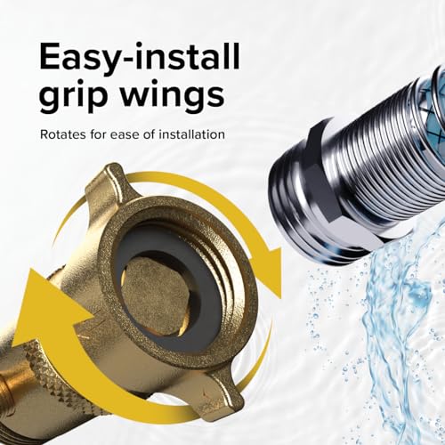 Brass Marine / RV Water Pressure Regulator – Protects RV Kitchen Small Appliances, Plumbing & Hoses – Reduces RV Water Pressure to Safe & Consistent 40-50 PSI – Drinking Water Safe (40055)