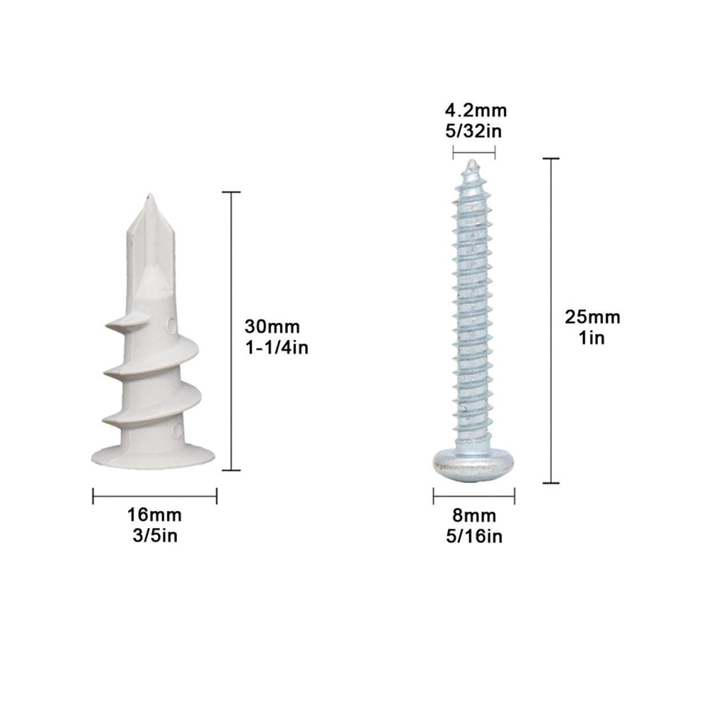 Self Drilling Drywall Plastic Anchors with Screws, Expansion Screws 56 Pieces (28 Pairs)