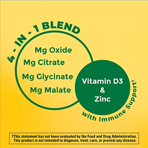 Magnesium Complex with Vitamin D and Zinc Supplements, Magnesium Supplement for Muscle, Nerve, Heart & Bone Support with Vitamin D3 & Zinc for Immune Support, 60 Capsules, 30 Day Supply