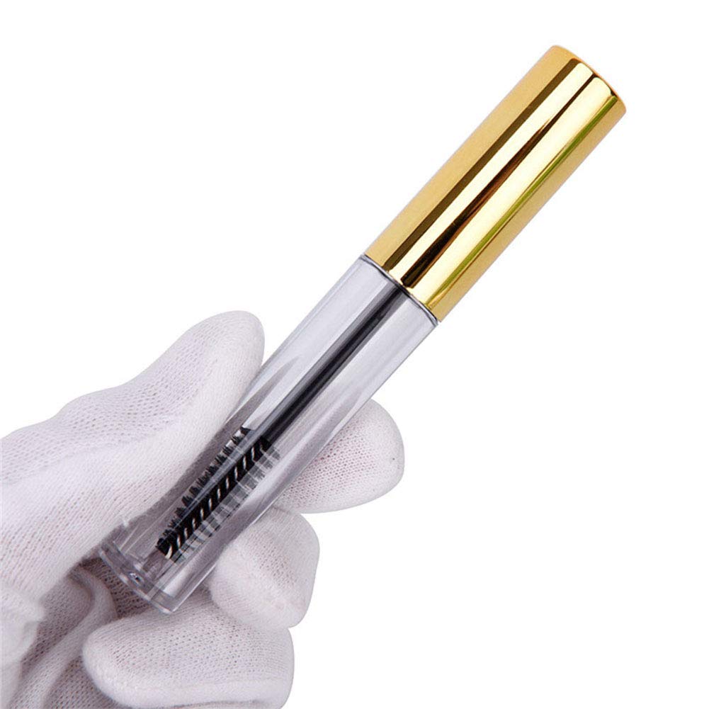 10ml Empty Mascara Tube Eyeliner Cream Container Bottle, Lip Gloss Bottle with 3 Piece Funnel & Rubber Inserts for Castor Oil Golden (Set 03)