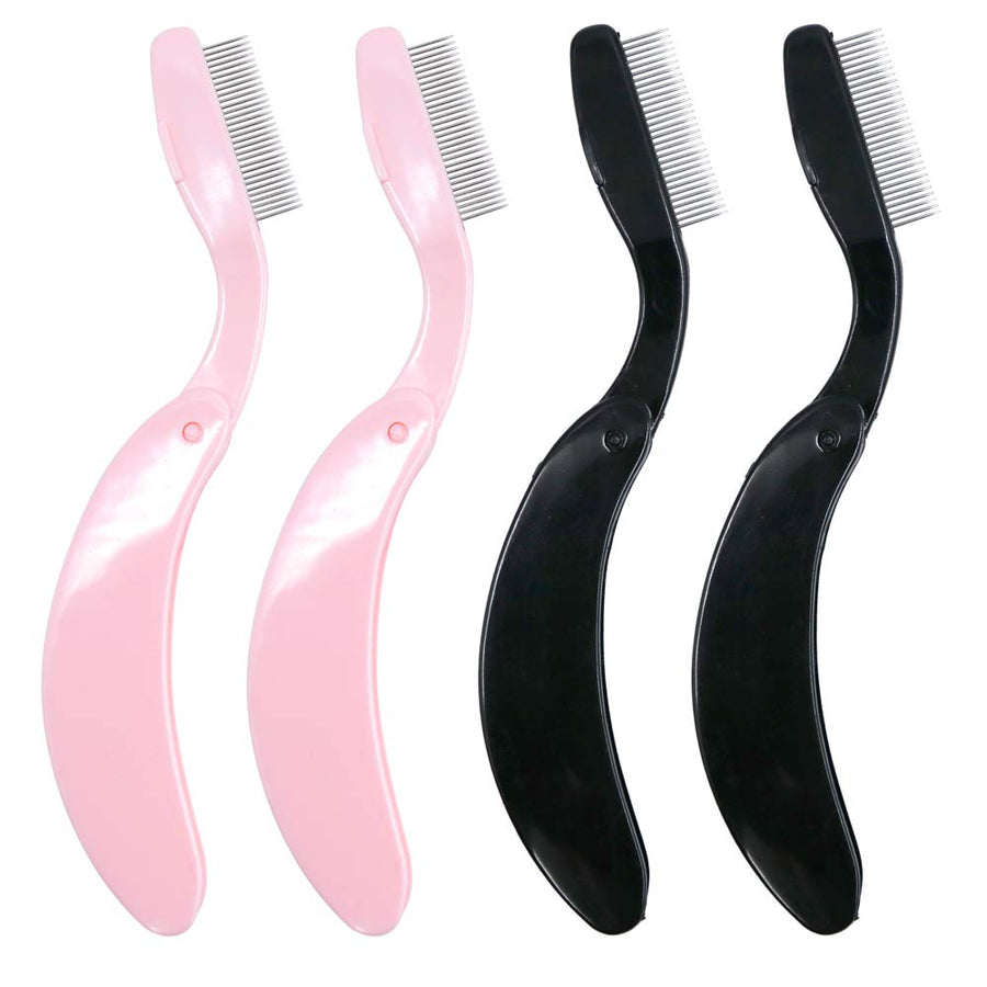 Folding Eyelash Comb, 3 PCS Eyebrow Comb Metal Teeth, Professional Tool for Define Lash & Brow
