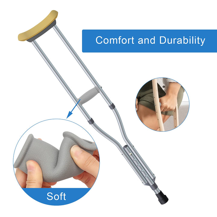 Crutch Hand Grip, Soft Rubber Crutches Handle Replacement Covers Medical Drive Cane Crutch Handgrips, 1Pair (3.93 x 1.4 inch) (3.93 x 1.4 inch)