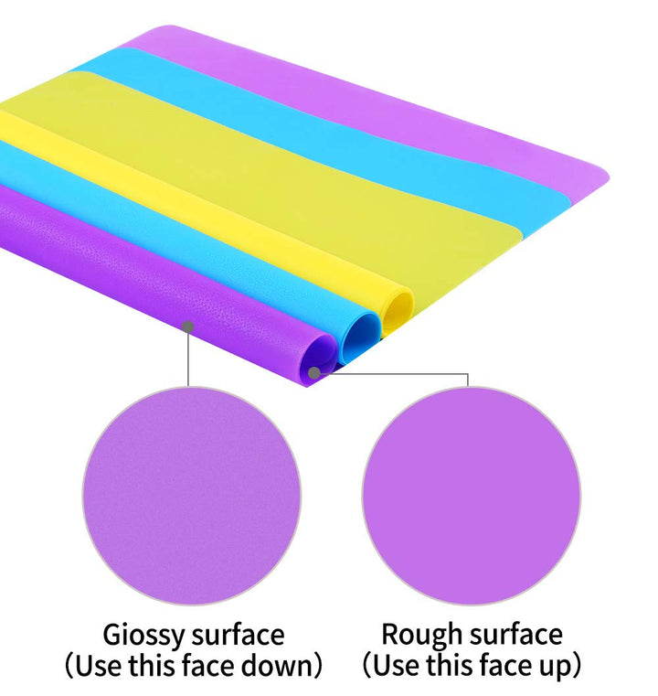 3 Pack Silicone mat Large Silicone Sheets for Crafts, Liquid, Resin Jewelry Casting Molds Mat, Silicone Placemat 15.7” x 11.8” (Blue& Purple & Yellow)