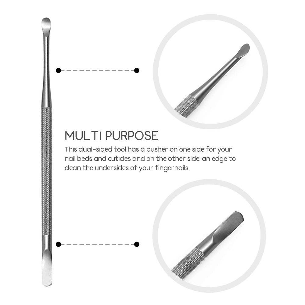 Professional Cuticle Pusher and Spoon Nail Cleaner | Dual Sided Stainless Steel Pusher and Nail Cleaner | For Nail And Cuticle Care | Beauty Tools