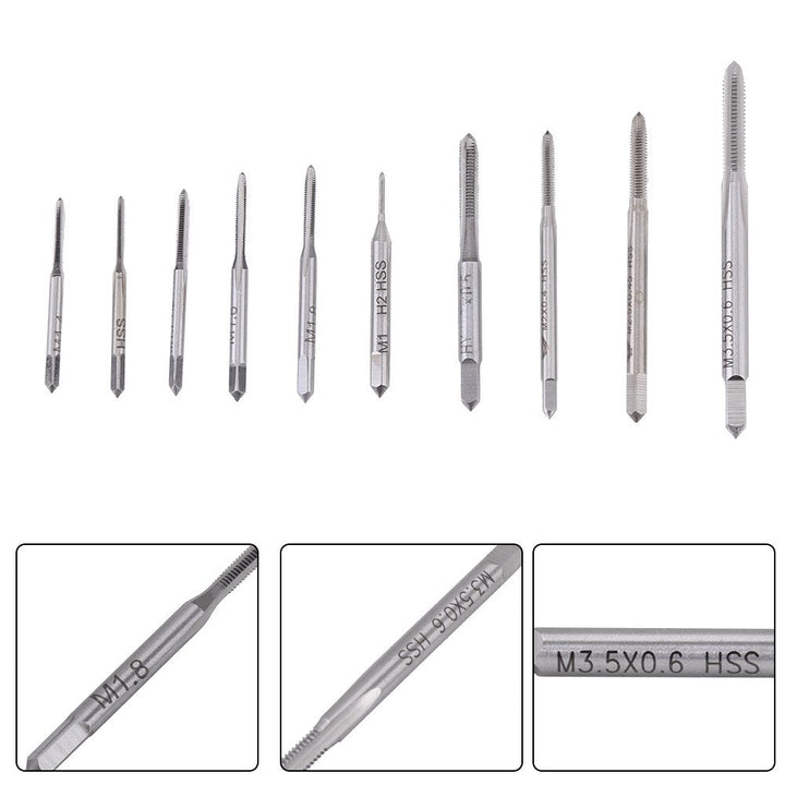 10Pcs Threading Taps, Standard Thread,Taps Screw Hand Tap,for Tapping Various Threads,M1, M1.2, M1.4, M1.6, M1.7, M1.8, M2, M2.5, M3, M3.5