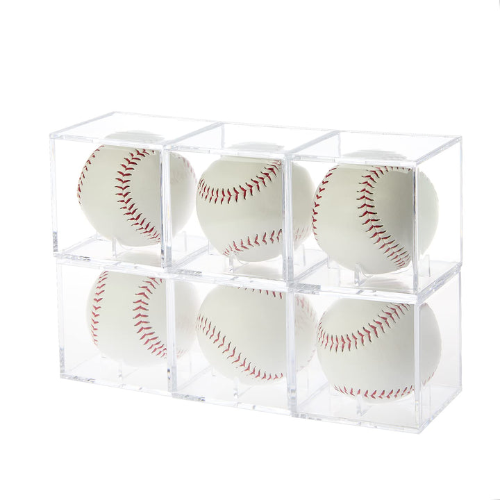 Stackable Baseball Display Case, Acrylic Cube Memorabilia Display Storage Box, UV Protected Baseball Holder for Ball Display - Fits Official Size Ball (2)