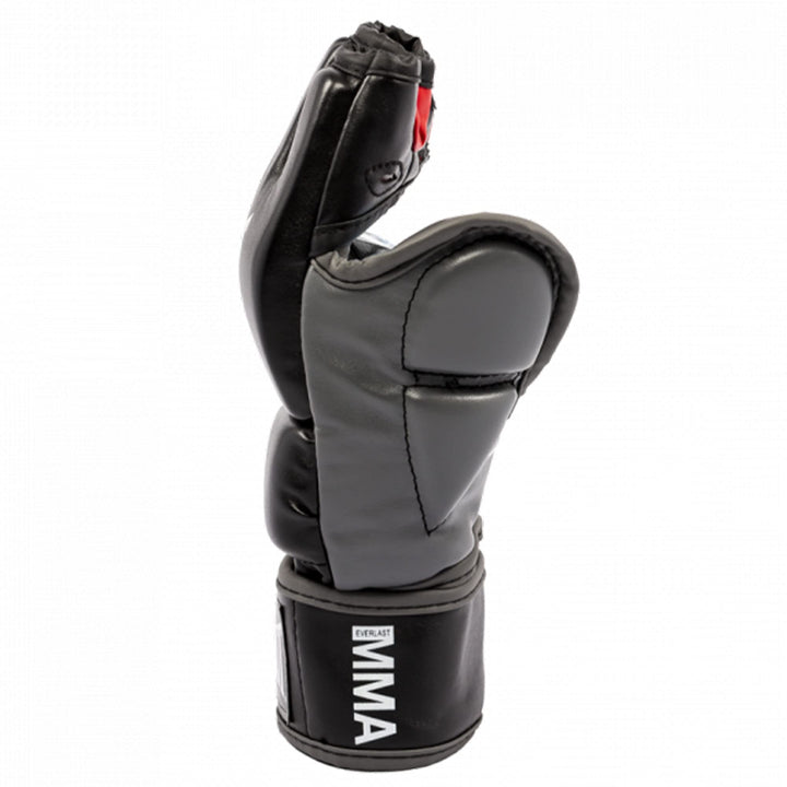 MMA Synthetic Leather Grappling Mitt Work Training Gloves w/Split Thumb Padding, Articulated Finger Ridges, & Full Wrist Wrap Strap, S/M