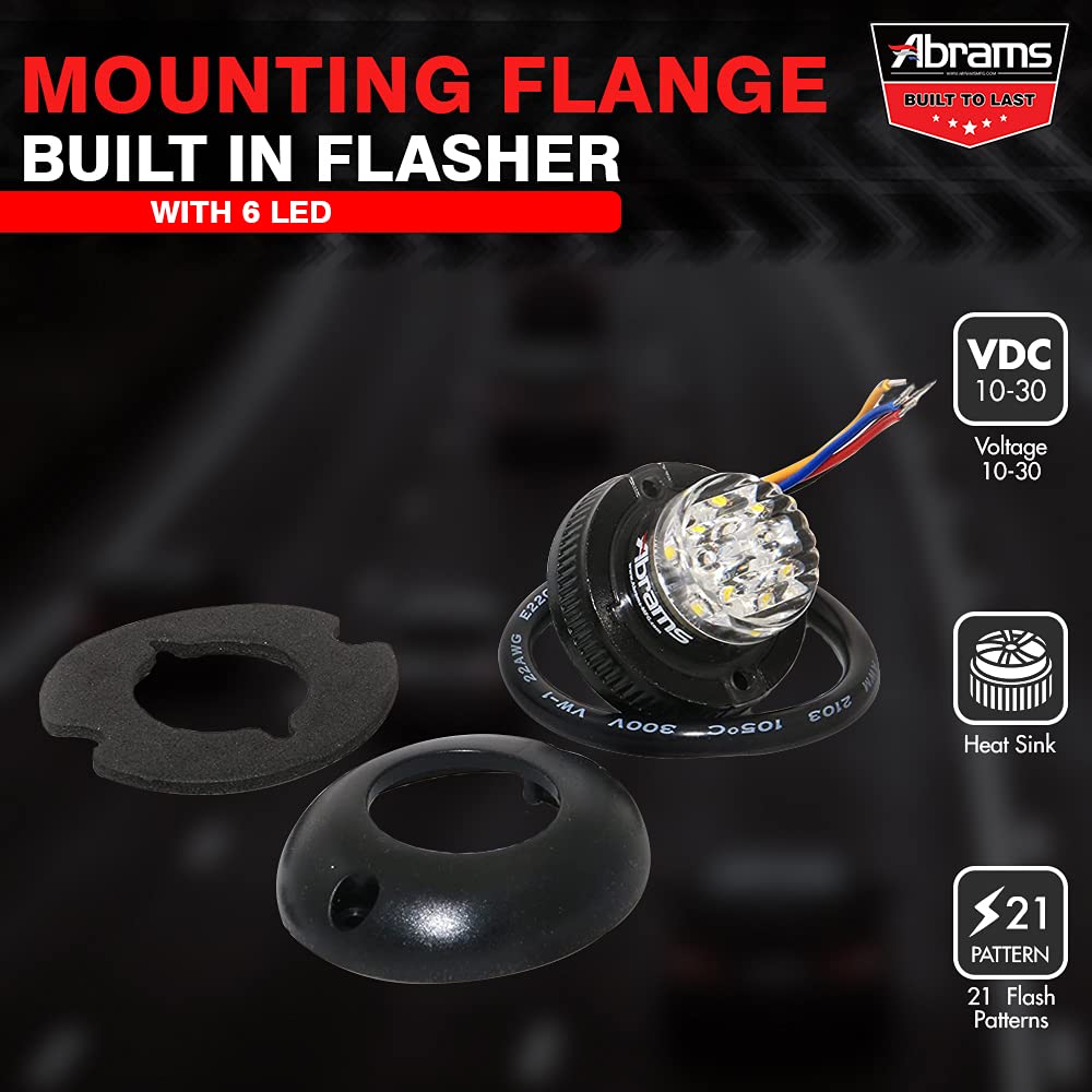 SAE Class-1 Impact 6 (Amber/White) 18W - 6 LED Snow Plow Truck Vehicle LED Hideaway Surface Mount Strobe Warning Light