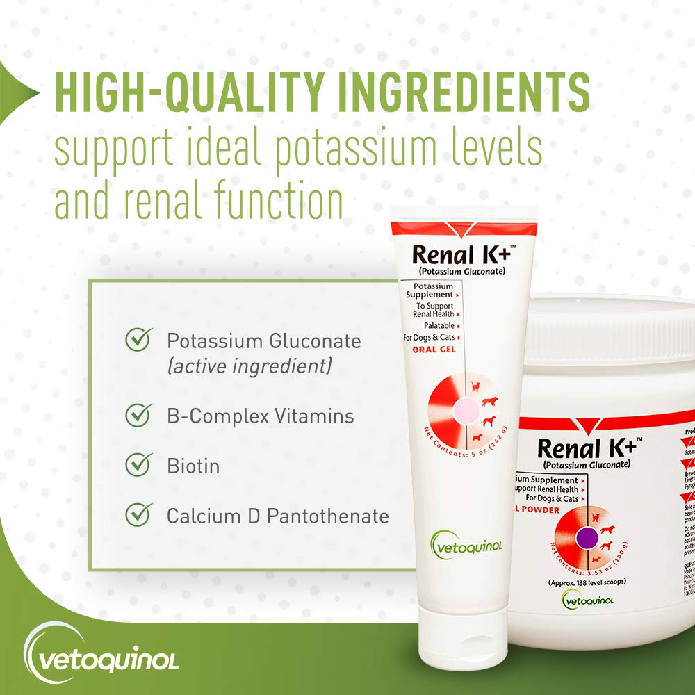 Renal K+ (Potassium Gluconate) Potassium Supplement Gel for Dogs and Cats, 5oz
