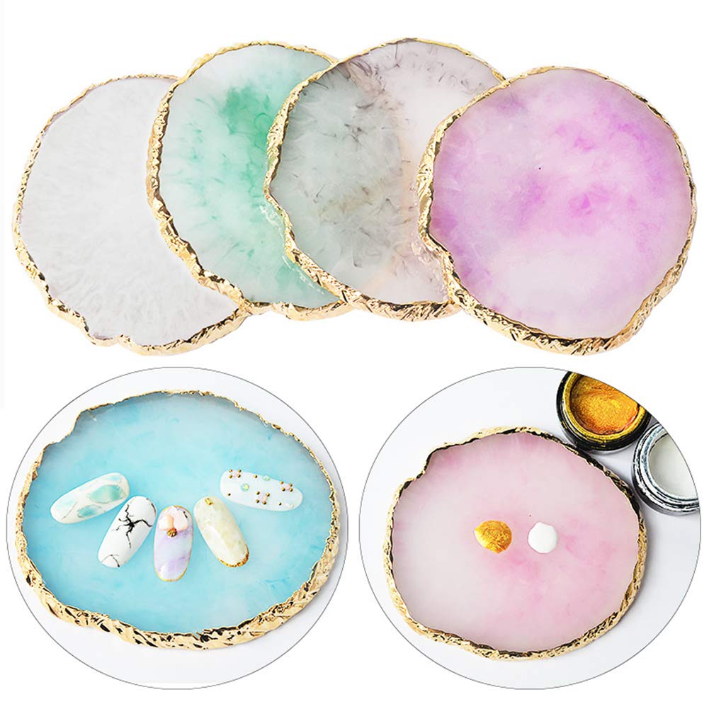 1 Pack Natural Resin Agate Phnom Penh Nail Glue Palette Crystal Edge Shooting Props Toning Works Display Board Tool (Light gray)