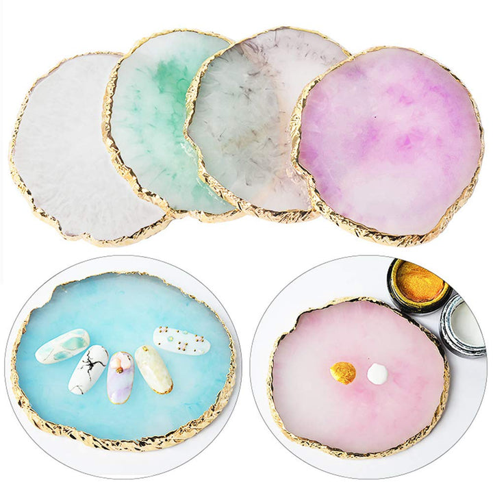 1 Pack Natural Resin Agate Phnom Penh Nail Glue Palette Crystal Edge Shooting Props Toning Works Display Board Tool (Light pink)