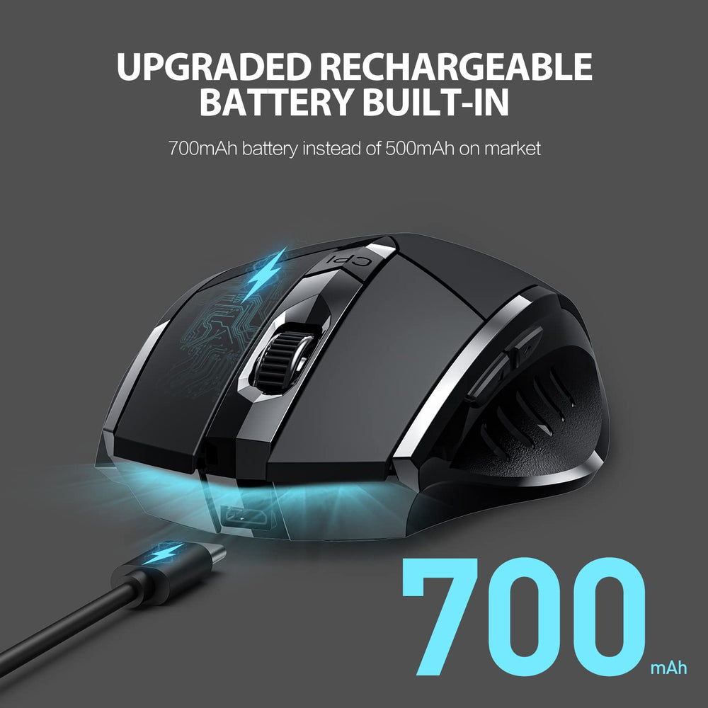 Bluetooth Wireless Mouse, 3 Modes Bluetooth 5.0&4.0 Mouse 2.4G Rechargeable Mouse with 6 Button, Upgraded Battery Level Visible Ergonomic Computer Mouse for Laptop, Mac, PC etc.