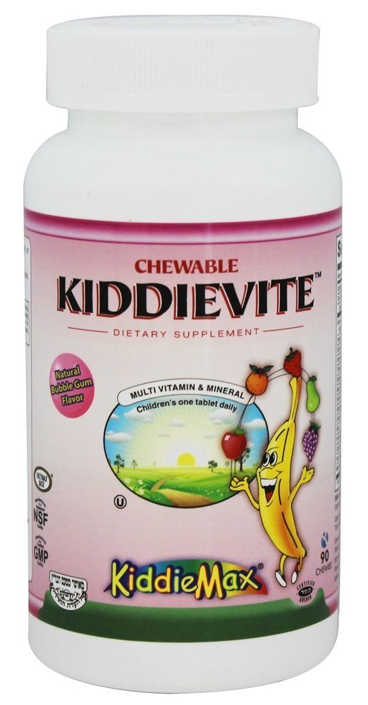 Chewable KiddieVite - One-a-Day Kids Multivitamin with 10 mg Iron, Zinc, Magnesium - Immune Support - Vitamins A, C, D3, E, B6, B12 - Bubble Gum Flavor - Kosher - 90 Chewies