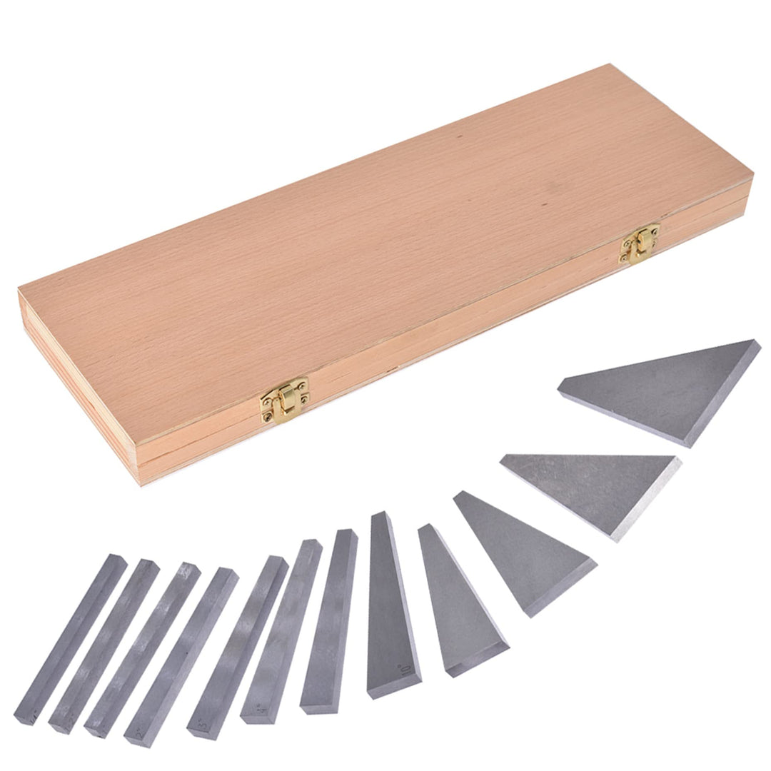 12Pcs Angle Gauge Block Set, Precision Steel Gauge Block Machinist Tool 1/4 to 30 Degree with Box