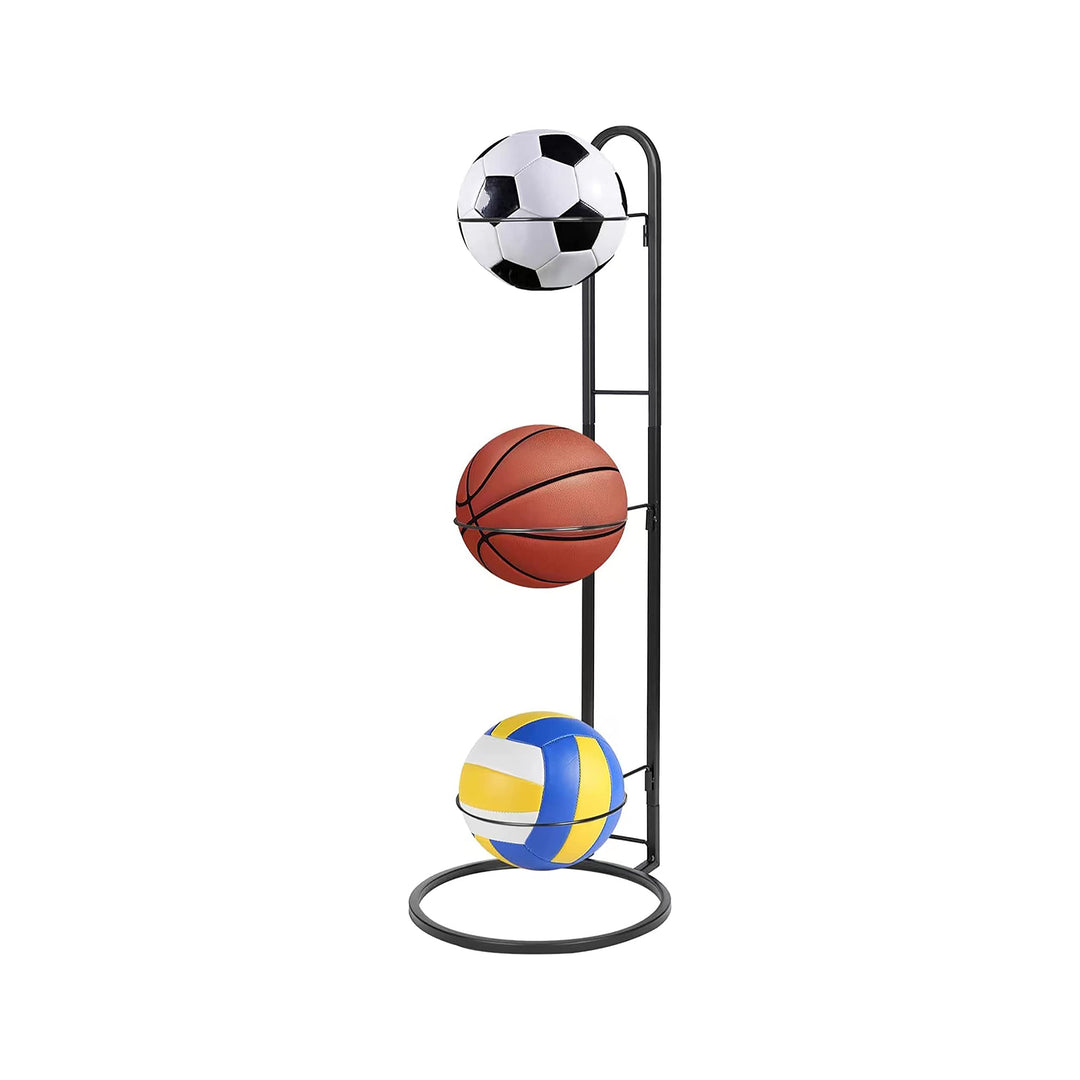 Basketball Ball Storage Rack, 3 Tier Cube Ball Storage Holder, Garage Sports Organizer,Indoor Removable Vertical Display Stand for Basketball Football Volleyball