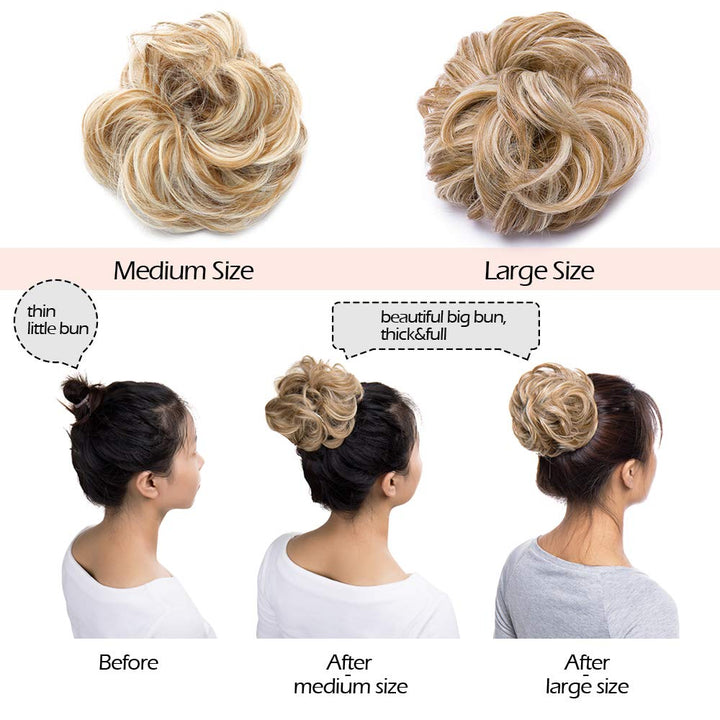 Messy Hair Bun Synthetic Scrunchy Donut Wavy Updo Elastic Scrunchie Thick Full Wedding Hair Pieces Bridal Hairpiece Easy Bun Updos for Women Kids 1pcs 40g Dark Gray