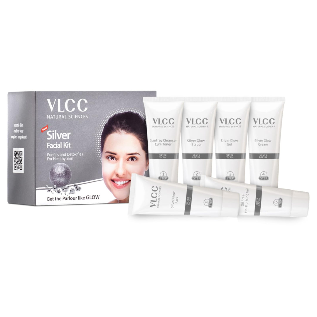 Silver Facial Kit - 60 g | Skin Purifying and Detoxing Facial. Excess Oil control. Helps balance pH & bright complexion. Silver Powder, Winter Cherry, Licorice Extract, Orange & Lemon Extract.