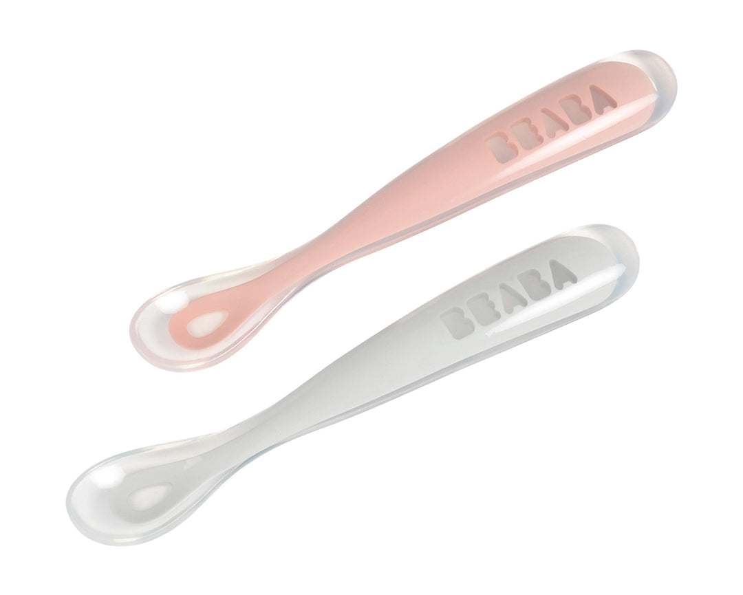 BEABA Baby's First Foods Spoon Set with Travel Case, Original Silicone Baby Spoons, Baby Essentials, Baby Spoons, Travel Set, Baby Gifts, Rose + Cloud