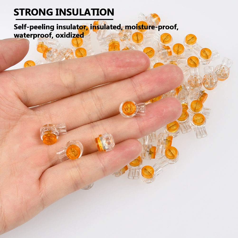 200PCS Waterproof Gel-Filled Orange Clear Button Telephone Wire Connectors UY Butt Splice Connector K1 Network Cable Terminals