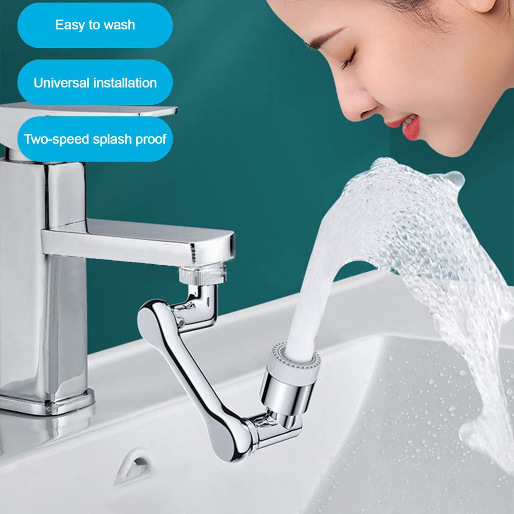 Attposn Universal Rotating Faucet Extender 1080° Large-Angle Rotating Robotic Arm Water Nozzle Faucet Adaptor, Faucet Silver A Attposn0987 Attposn0987