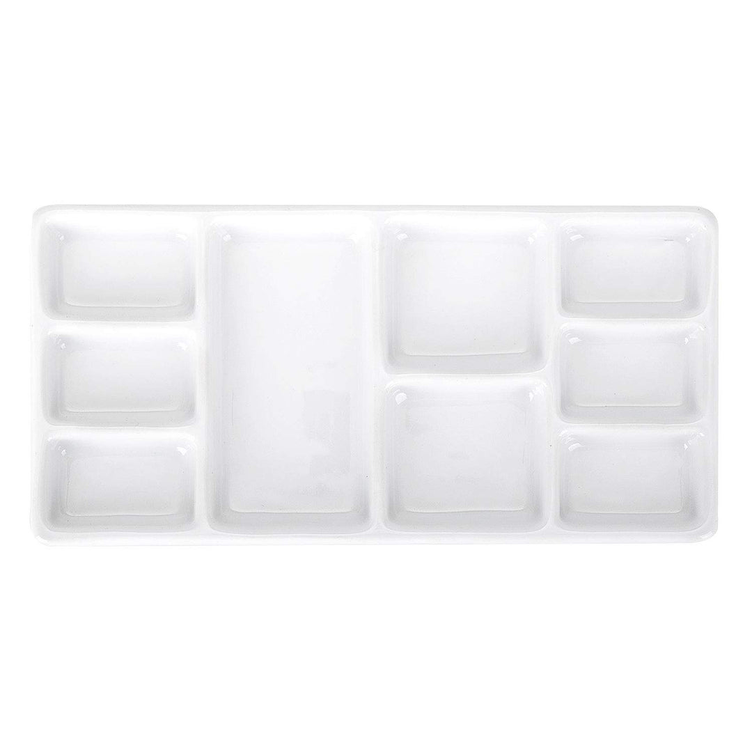 White Square Ceramic Artist Paint Palette,Porcelain Watercolor Palette,Ceramic Mixing Tray for Watercolor Gouache Painting