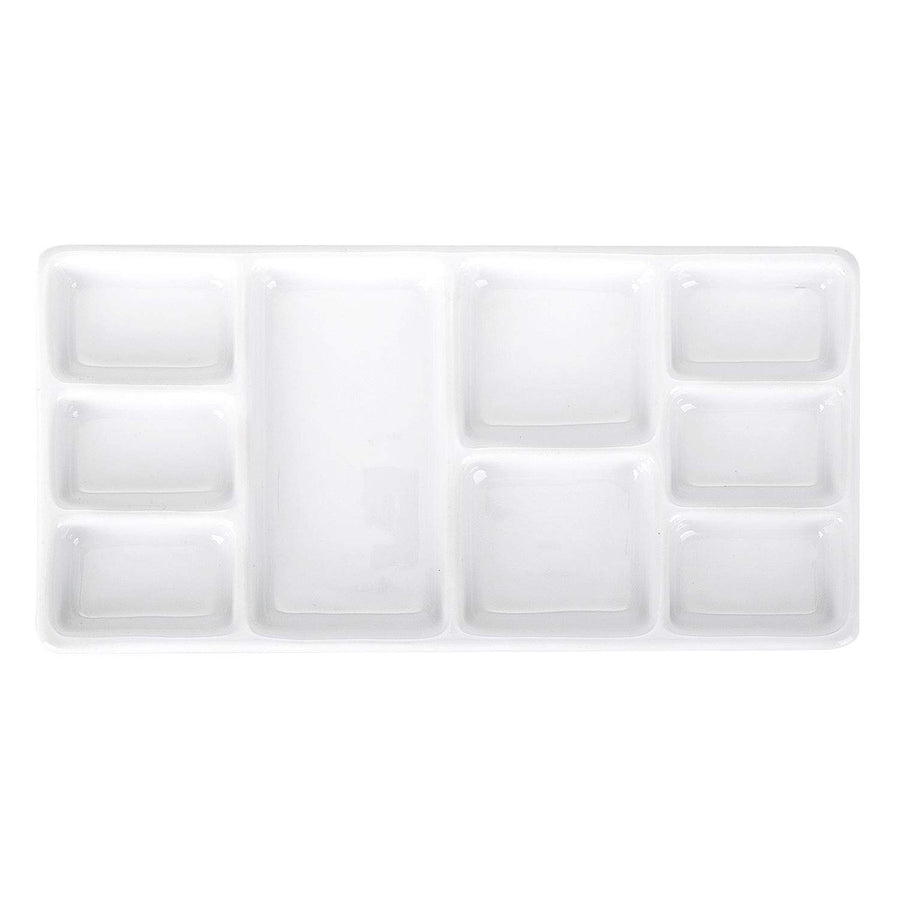 White Square Ceramic Artist Paint Palette,Porcelain Watercolor Palette,Ceramic Mixing Tray for Watercolor Gouache Painting
