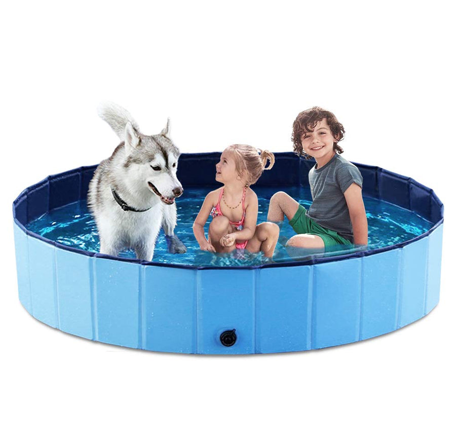 Foldable Dog Pet Bath Pool Collapsible Dog Pet Pool Bathing Tub Kiddie Pool Doggie Wading Pool for Puppy Small Medium Large Dogs Cats and Kids 63 Blue