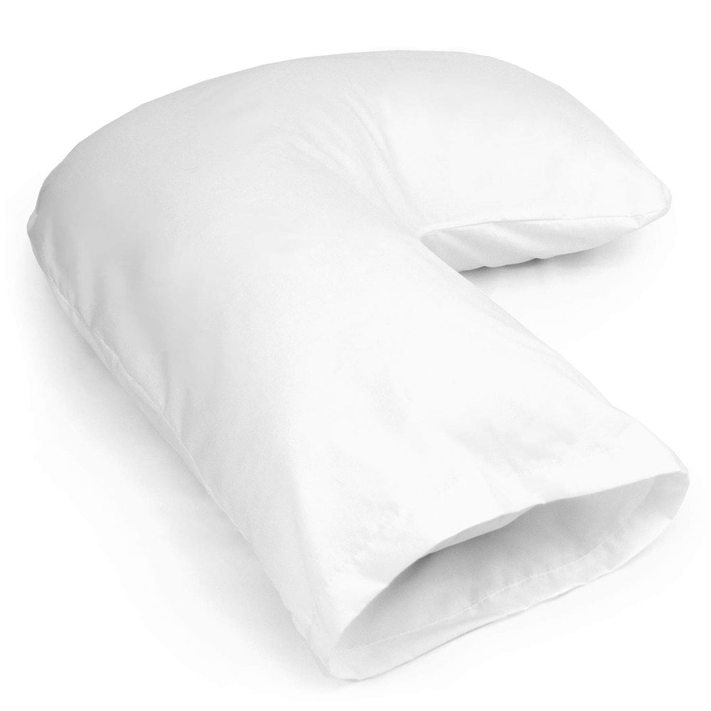 Duro-Med Hugg-A-Pillow Neck Pillow For Sleeping, Hypoallergenic L Pillow, Orthopedic Neck Pillow, Made in the USA, with White Cover