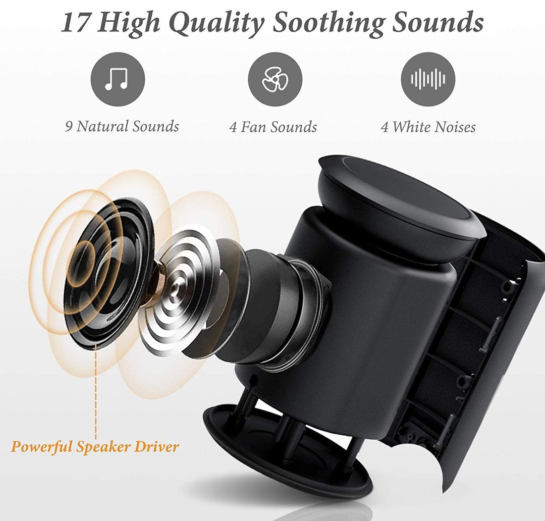 White Noise Sound Machine for Sleeping with 17 Soothing Sounds, 8 Color Night Light, Memory Function, Fabric Design - Noise Maker for Home, Office, Kids and Adults -Light Grey