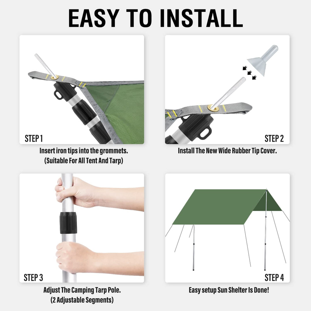 Aluminum Tarp Poles for Tent, Adjustable Lightweight Camping Telescoping Poles for Car Canopy, Shelter, Tarp 2 Pack 7.5ft