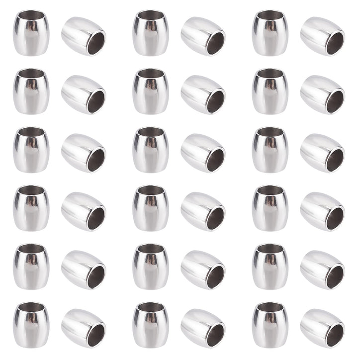 100pcs 6mm Barrel Pattern Spacer Beads Stainless Steel Loose Beads Metal Small Hole Spacer Beads Parachute Cord Bead Finding for DIY Bracelet Necklace Jewelry Making Hole 4mm