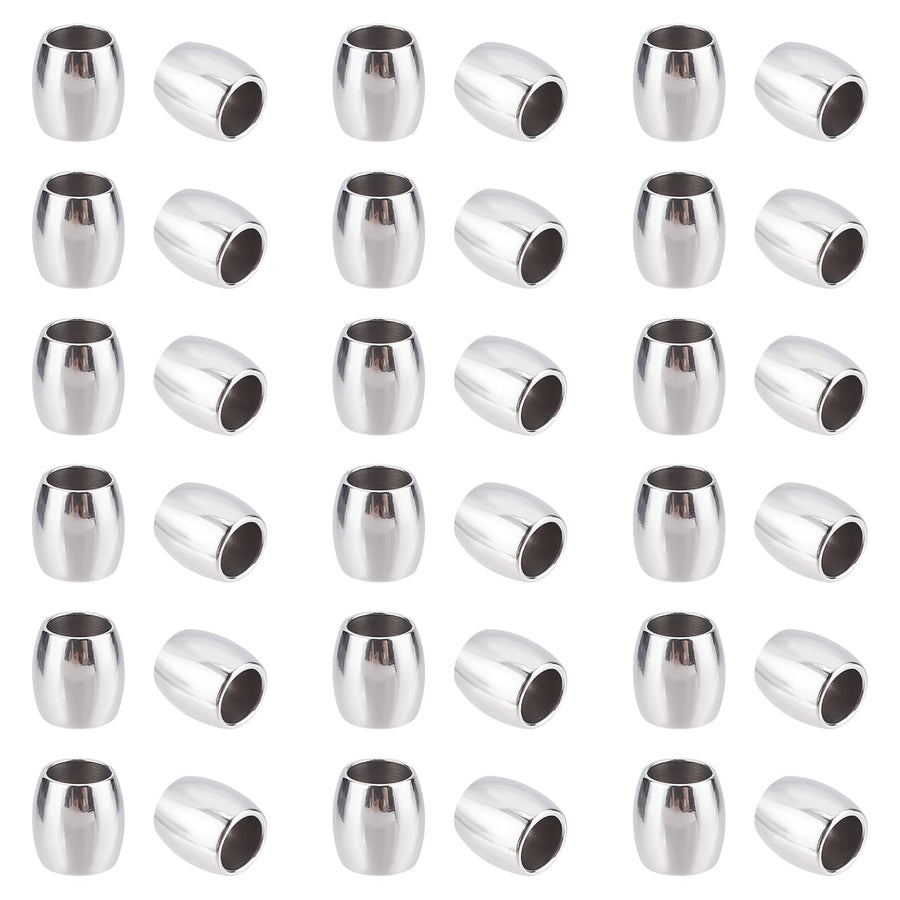 100pcs 6mm Barrel Pattern Spacer Beads Stainless Steel Loose Beads Metal Small Hole Spacer Beads Parachute Cord Bead Finding for DIY Bracelet Necklace Jewelry Making Hole 4mm