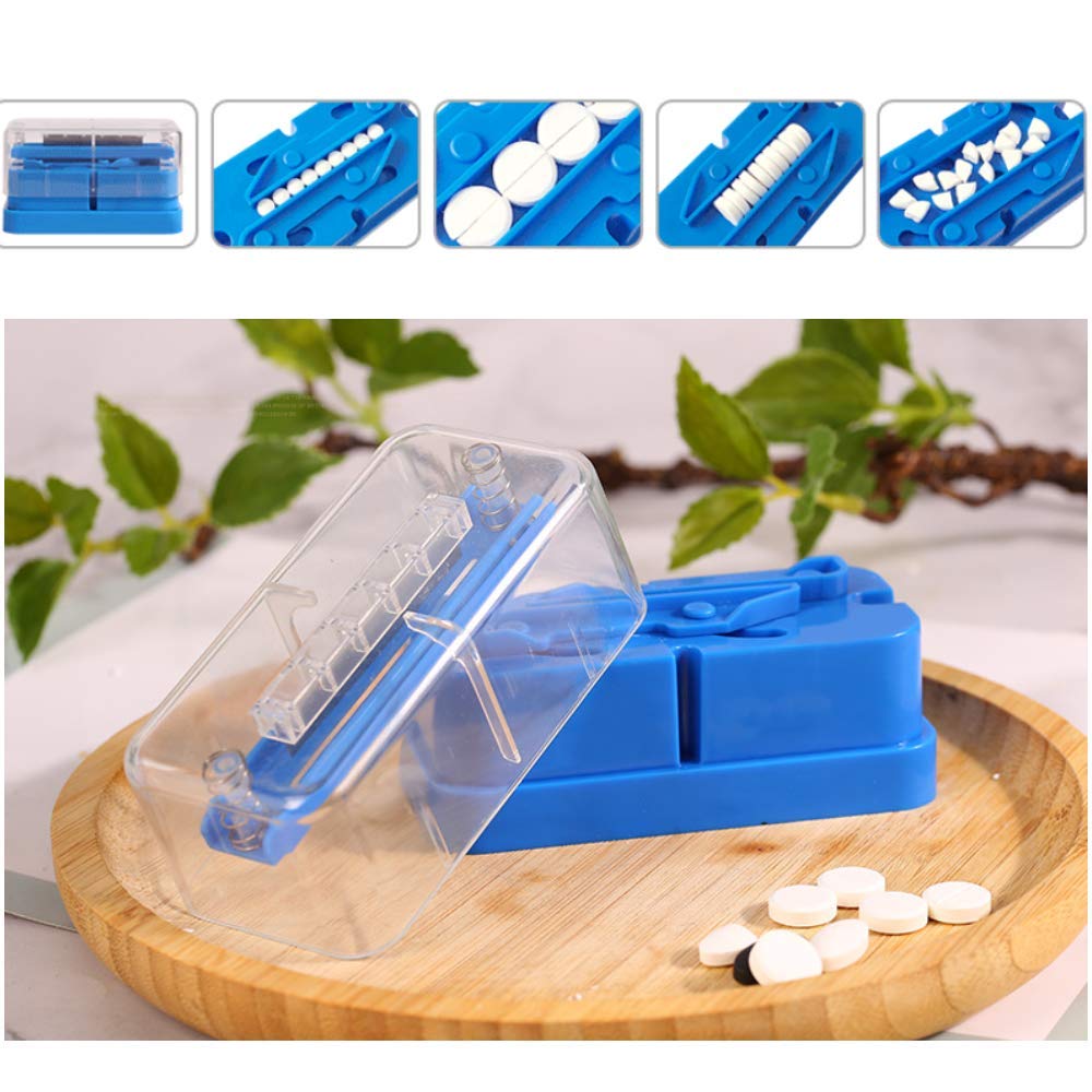 Pill Cutter, Adjustable Pill Splitter for Multiple Big/Small Pills, Stainless Steel Cutting Blade and Blade Guard, Even Cut for Splitting and Quartering Round or Oblong Pills…