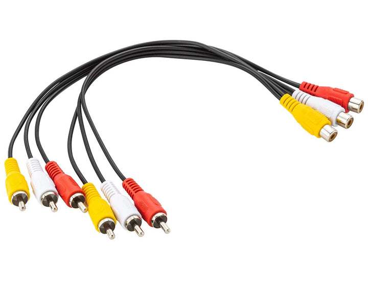 RCA Splitter, 3-Feet 3 RCA Female Jack to 6 RCA Male Plug Composite Video AV Cables Splitter Adapter Output Cables Cord