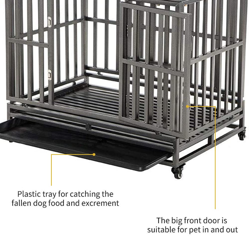 38 Inch Heavy Duty Dog Cage Metal Kennel and Crate for Large Dogs,Easy to Assemble Pet Playpen with Four Wheels,Black … …