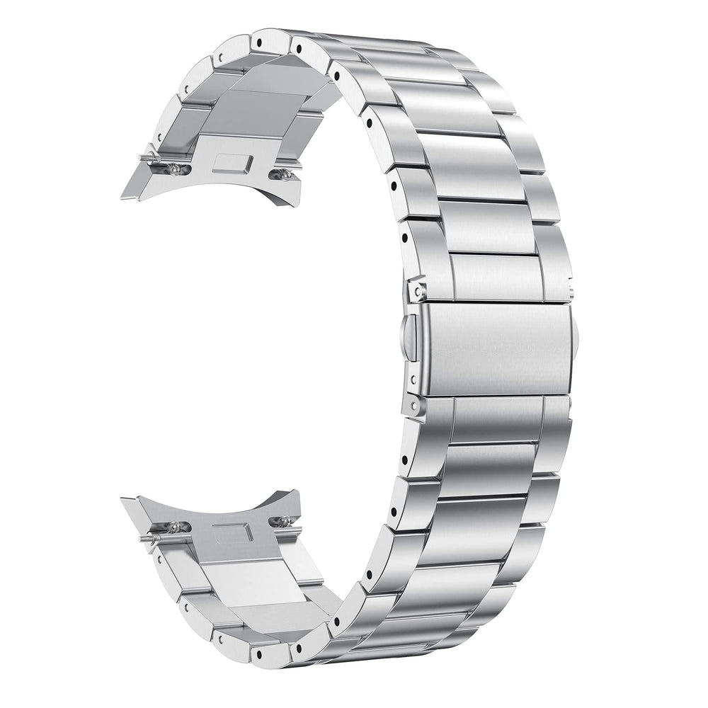 Compatible for Samsung Galaxy Watch 7/6 Classic 47mm 43mm/5 Pro 45mm Bands, No Gaps 20mm Stainless Steel Metal Watch Strap Compatible for Samsung Galaxy Watch 6/5/4 40mm/44mm Band, Silver