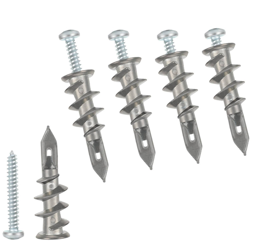 Zinc Self-Drilling Drywall Anchors with Stainless Steel Screw Kit, Heavy Duty Metal Wall Anchors and #8 x 1-1/4 Inches Screws, 60 Pieces in Total