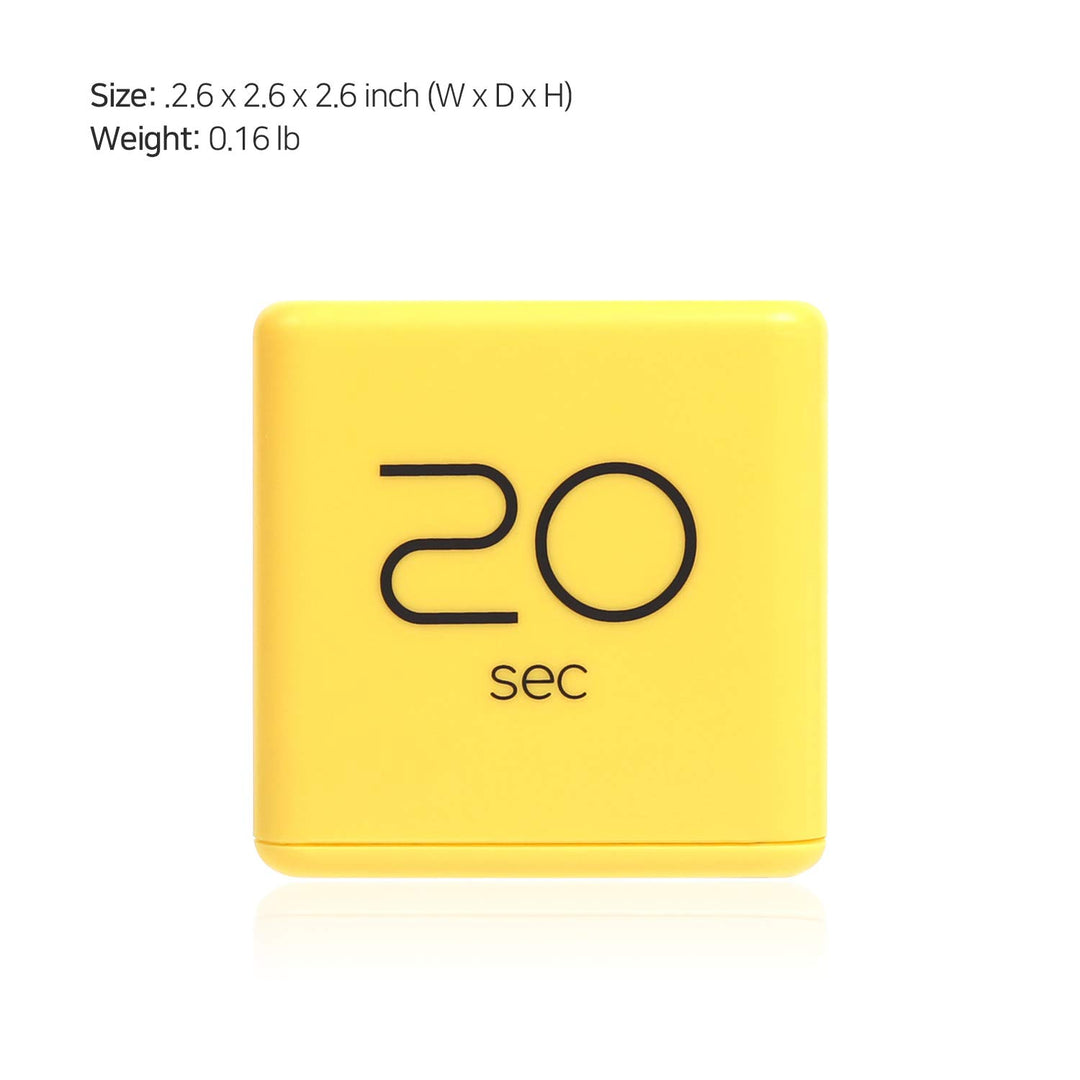 Cube Timer (Yellow), Time Management, Kitchen Timer Kids Timer Workout Timer, Timer for Studying, Cooking, 10, 20, 30, 60 sec Timer Setting