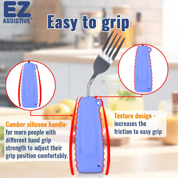 Adaptive Utensils Fork Easy to Hold for Independent Eating,Weighted utensils for hand tremors
