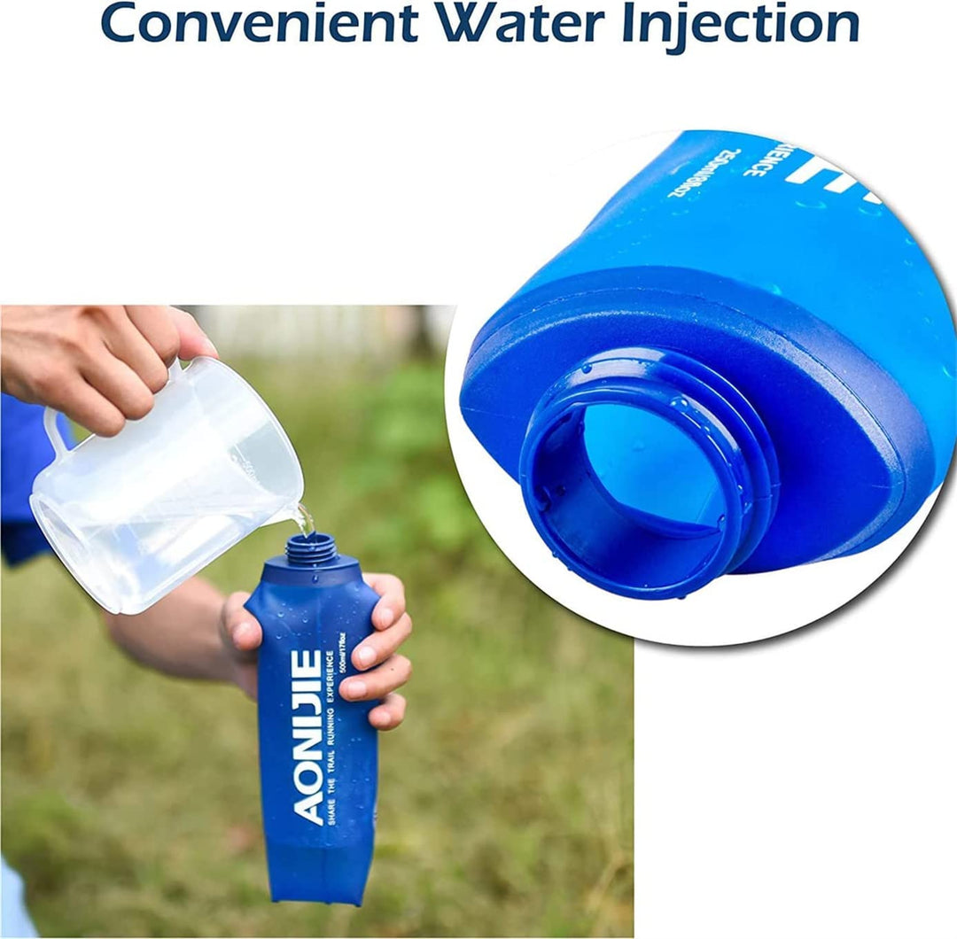 2pcs Foldable 250mL/500mL TPU Outdoor Sport Water Hydration Bottle Soft Flask For Running Camping Hiking Bicycle (250ML-2pcs)