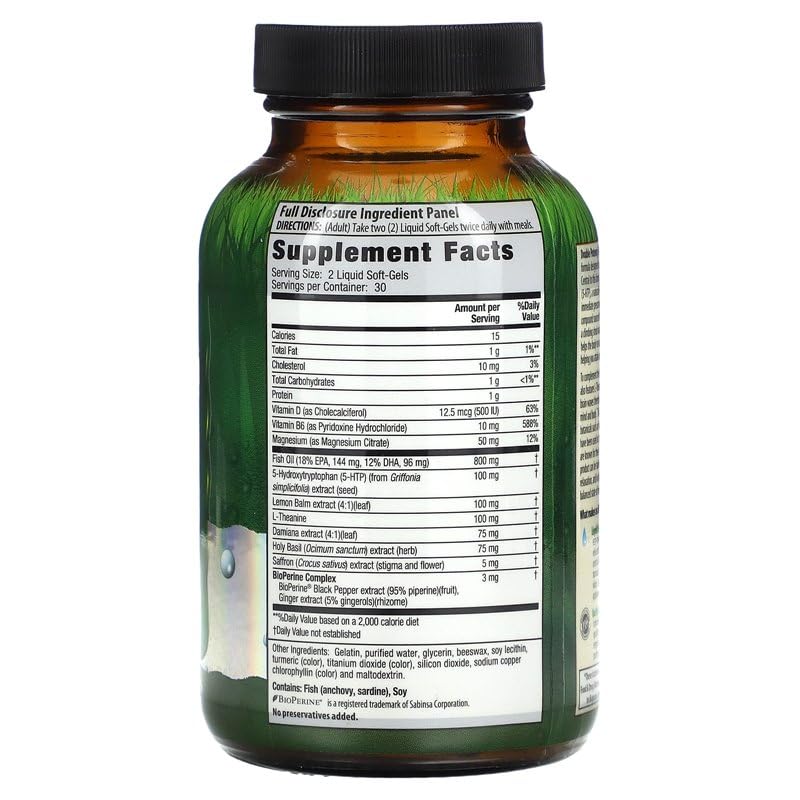 Double Potency 5-HTP Extra - 60 Liquid Soft-Gels - for Relaxation & Serotonin Production - 30 Servings