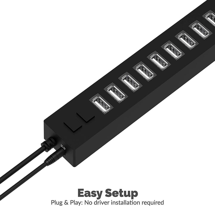 13 Port High Speed USB 2.0 Hub with Power Adapter and 2 Control Switches (HB-U14P)