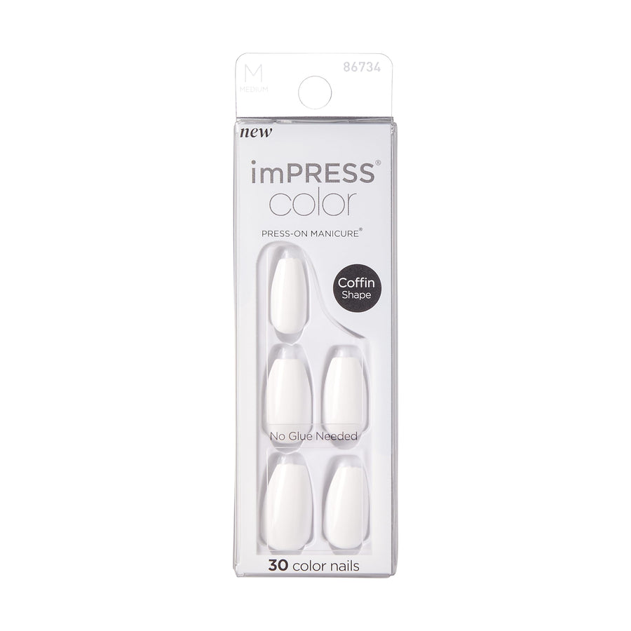 KISS Color Press-On Nails Polish-Free Manicure Set, ‘Frosting’, 30 Chip-Proof, Smudge-Proof Fake Nails