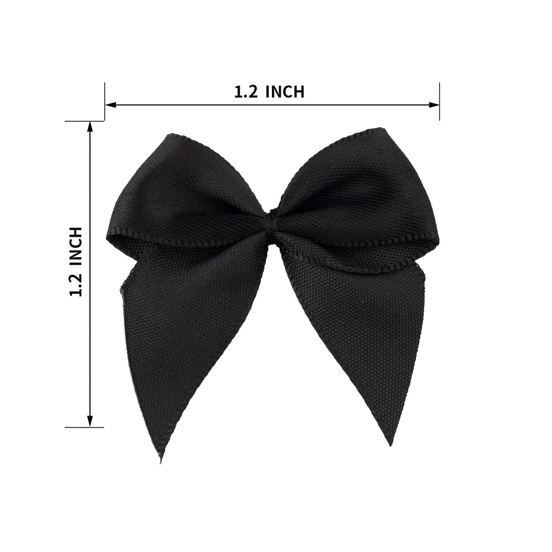 50pcs Boutique Mini Black Satin Ribbon Bows Flowers Appliques DIY Craft for Sewing Scrapbooking Wedding and Gift