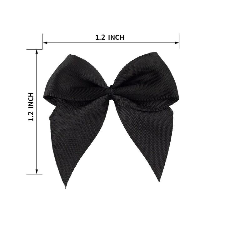 50pcs Boutique Mini Black Satin Ribbon Bows Flowers Appliques DIY Craft for Sewing Scrapbooking Wedding and Gift