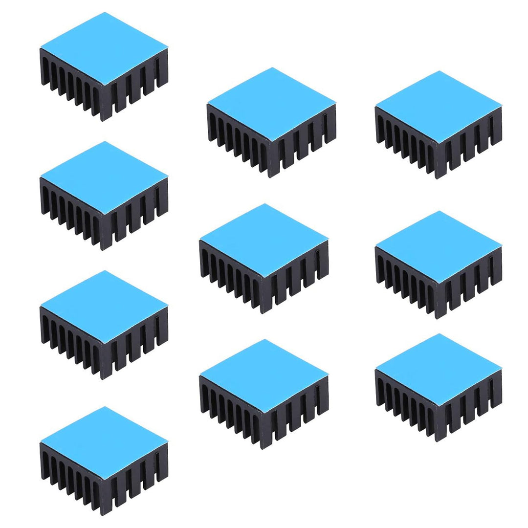 10PCS 20mm Heatsink Kit 20x20x10mm/ 0.79x0.79x0.39inch with Thermal Conductive Adhesive Tape, Cooler Heat Sink for Cooling GPU IC Chips VRAM VGA RAM (20mmx20mmx10mm)